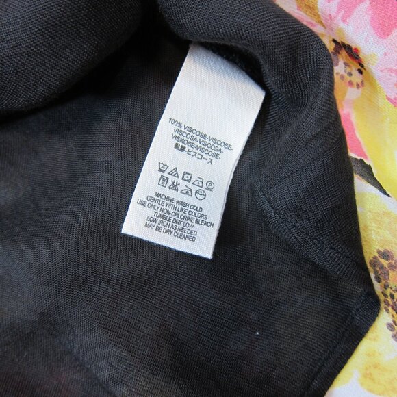 Free People Small Mini Dress Yellow Pink Floral Retro Black Vest Long Sleeve NEW - Picture 9 of 12